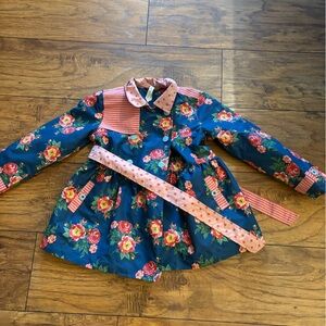 Matilda Jane Blue Floral Raincoat with Pink Accents
